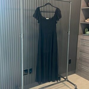 Smocked bodice Black Maxi Dress by Max Studio